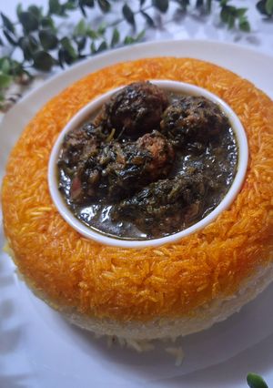 عکسی از دستور خورشت آلو اسفناج با گوشت قلقلی😋