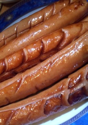 A picture of Bbq hotdogs.