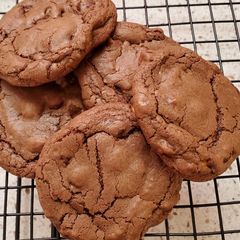A picture of My 3 Different Chips Double Chocolate Chip Cookies.