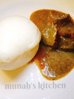 A picture of Tuwon semo and dry okro soup.