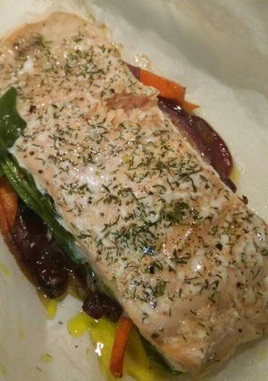 Una foto de Salmón al horno