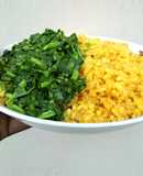 Steamed WATERLEAF on Jollof Rice