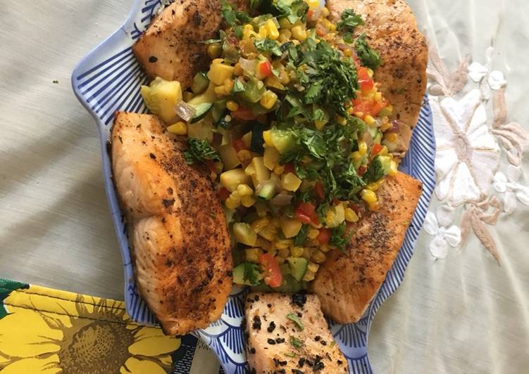 Recipe of Favorite Cajun Salmon w Succotash