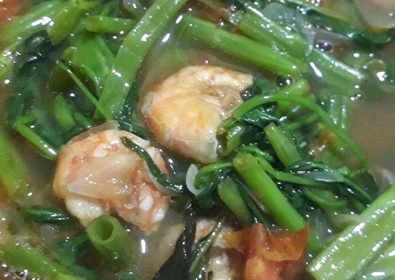 Kangkung tumis udang simple