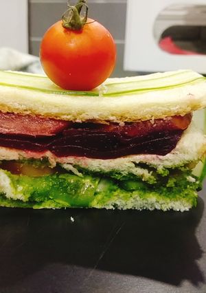 A picture of Vegetables club sandwich.