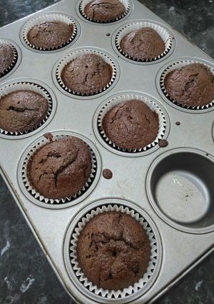 A picture of My Eggless Chocolate Cupcakes!.