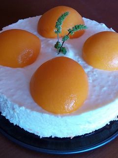 Una foto de Tarta fría de melocotón