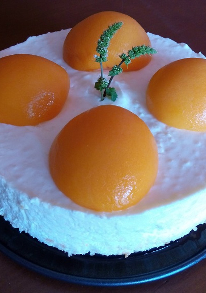 Una foto de Tarta fría de melocotón