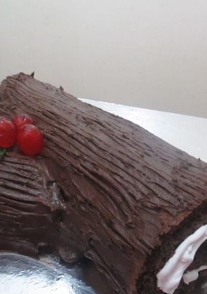 A picture of Chocolate Log/Yule Log #christmasbaking.