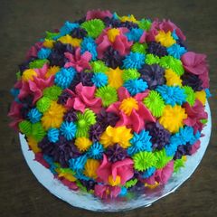A picture of Multi coloured vanilla cake.