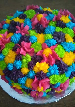 A picture of Multi coloured vanilla cake.