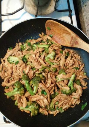 A picture of Shredded Chicken Breast with Broccoli.