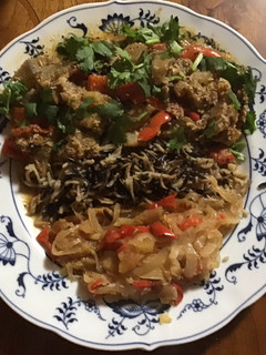 A picture of California Farm Panang Curry Eggplant Dinner.