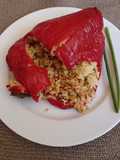 Pimentos rellenos con arroz y soja texturizada
