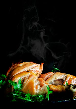 Hình của món GÀ NƯỚNG BƠ TỎI (cách làm da gà giòn).