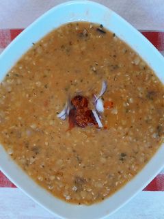 Vöröslencse főzelék recept fotója