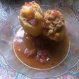 Papa rellena con chorizo