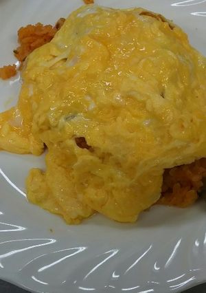 A picture of Omlet containing fried rice.