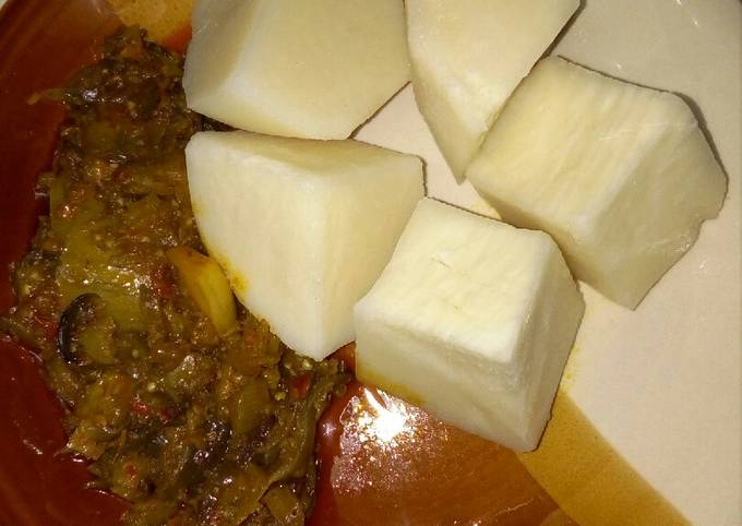 Steps to Prepare Quick Garden Egg sauce and boiled yam