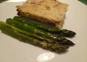How to Cook Appetizing Potato pie with pancetta  chanterelle mushrooms  asparagus