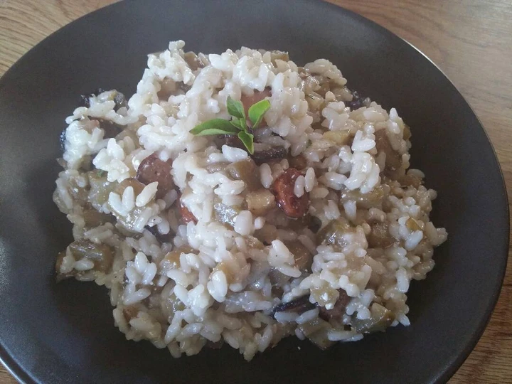 Recipe Eggplant and sausage risotto the Perfect Can spoil the tongue