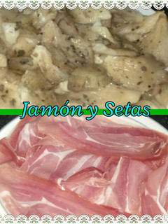 Una foto de Jamón serrano y setas a la plancha