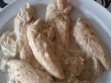 Solomillo de pollo con miel, nata, pimienta blanca y hierbabuena