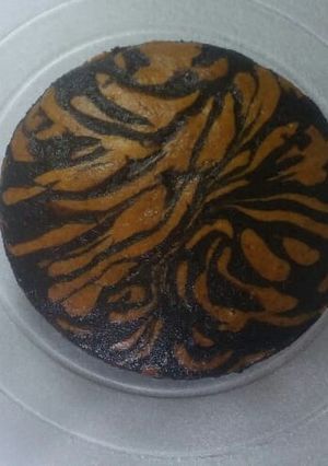 A picture of Eggless Zebra cake.