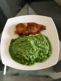 Puré Verde con Escalopa de Pollo Kaiser al Horno