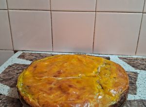 Una foto de Tarta de berenjenas con base de disco de empanada