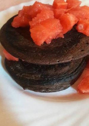 Una foto de Pancakes de algarroba y trigo serraceno (sin tacc)