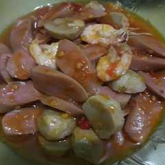 รูปของ Udang sosis bakso sapi masak pedas manis