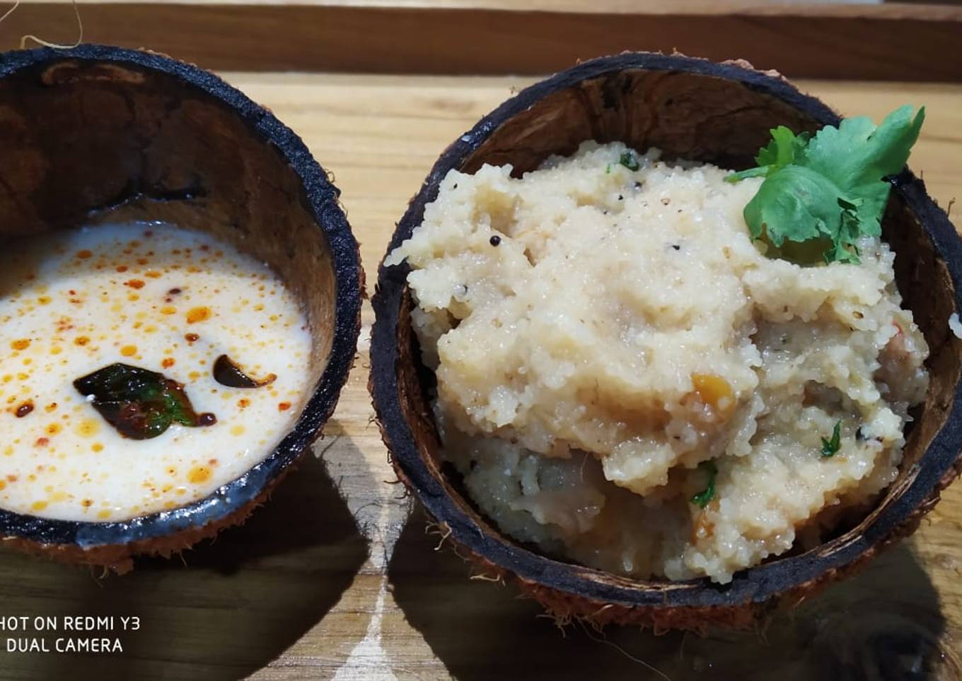South Indian upma and dahi chutney