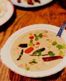 Chicken in coconut soup with galangal and chillies (Tom Kha Gai)