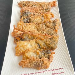Perfect Crispy Sourdough Fried Salmon Skin A picture of Perfect Crispy Sourdough Fried Salmon Skin.