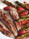 Aiguillettes de canard et poêlée d'asperges vertes et fraises