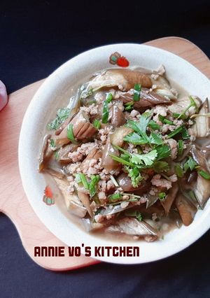 Hình của món Cà tím xào thịt.