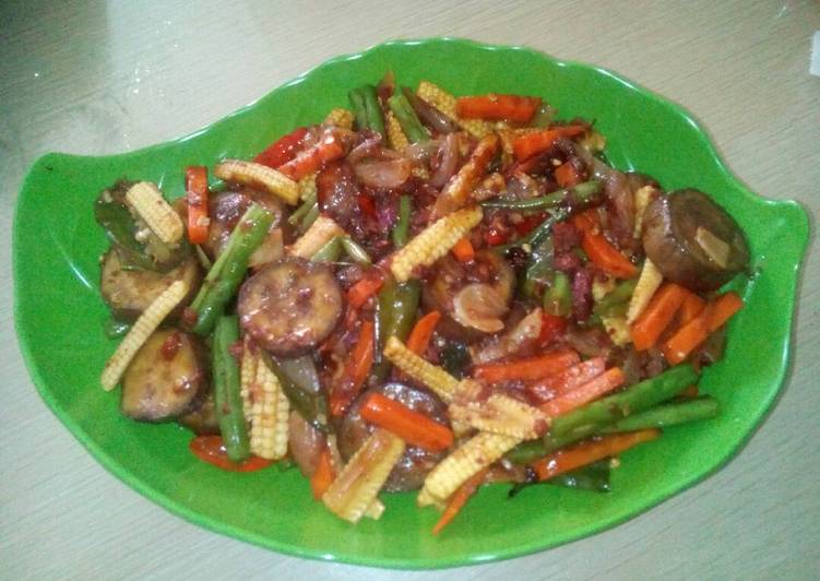 Cara mudah memasak tumis sayur cornet pedas manis, Lezat Sekali