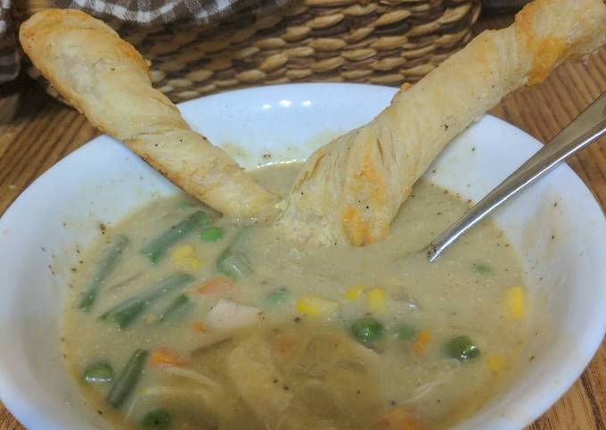 Simple Way to Prepare Award-winning Chicken Pot Pie with Puff Pastry Cheese Sticks