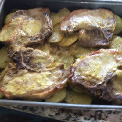 Chuletas de cerdo horneadas a la mostaza Receta de Rosa Padrón Argentó-  Cookpad