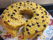 Una foto de budín de mandarina con bicarbonato