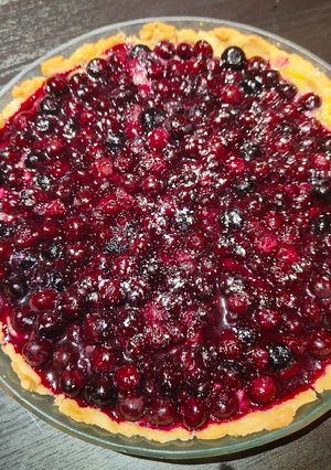 Une photo de Tarte aux myrtilles et crème pâtissière sans lactose