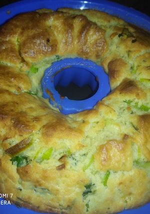 Una foto de Budín de queso y puerro