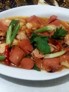 Foto resep Sosis & Udang Asam Manis