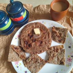 Potato stuffed bajra/pearl millet paratha A picture of Potato stuffed bajra/pearl millet paratha.