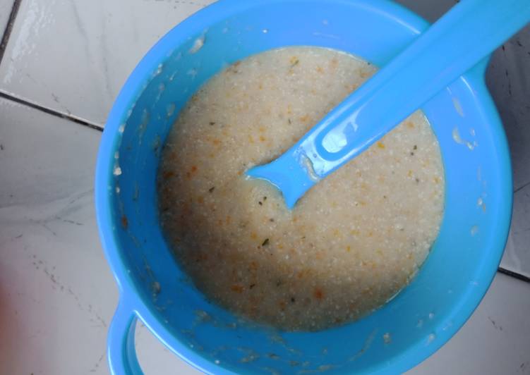 Mpasi 7 bulan+ (Bubur wortel tahu lele)