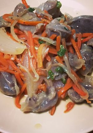 Hình của món Mề xào có hương tỏi.