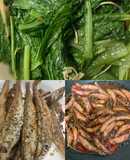 炒芥菜+煎柳葉魚+鹹小管