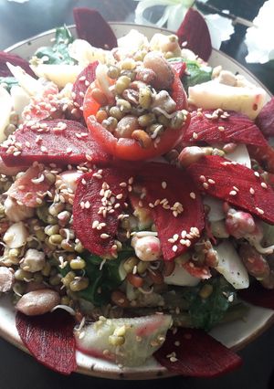 A picture of Steamed sprouts salad.