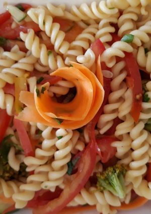 A picture of Spiral pasta salad.
